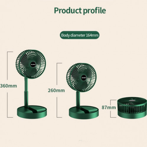 Ventilateur pliant portable ventilateur debout au sol rétractable, style: plug in (vert) (vert) SH1404513-07