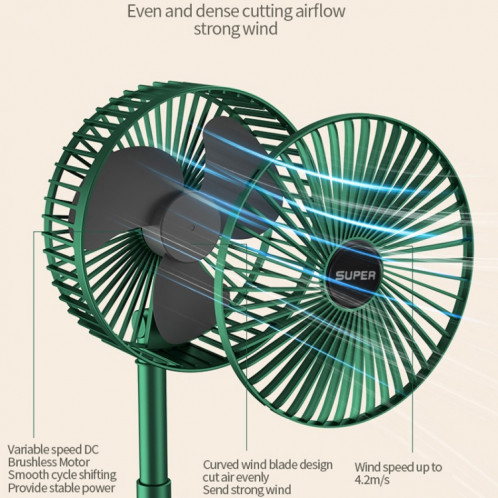Ventilateur pliant portable ventilateur debout au sol rétractable, style: plug in (vert) (vert) SH1404513-07