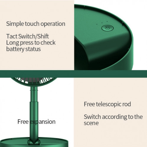 Ventilateur pliant portable ventilateur debout au sol rétractable, style: plug in (vert) (vert) SH1404513-07