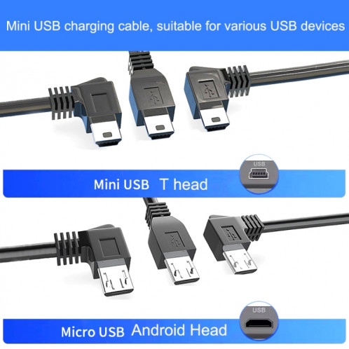 10pcs Driving Recorder Cord Cordon USB CHARGEUR DE BUCHE CHARGEUR, Style: 3,5 m + 1a (courbure droite Android) SH802F1078-07