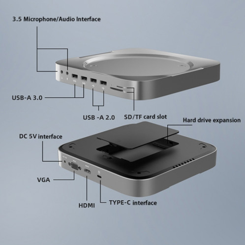 ROCKETEK MM483 pour Mac Mini Station d'accueil avec un boîtier de disque dur SR38241852-07