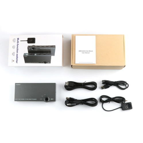 2 po IN 1 OUT 4K 60Hz KVM HDMI interrupteur USB SWLTCH Splitter Box Hub (Silver Grey) SH001A1316-07