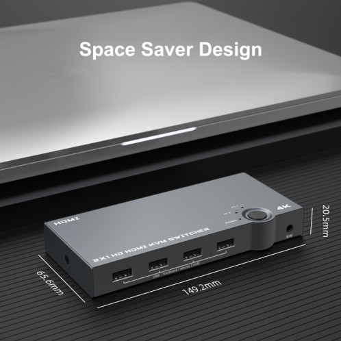 2 po IN 1 OUT 4K 60Hz KVM HDMI interrupteur USB SWLTCH Splitter Box Hub (Silver Grey) SH001A1316-07