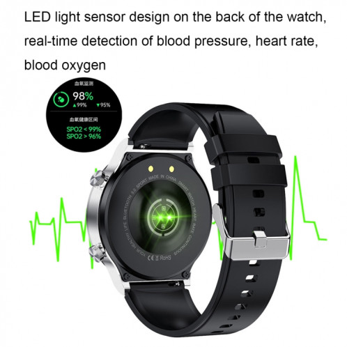 ME88 1,32 pouce de surveillance du sommeil de la fréquence cardiaque Smart Watch (silicone en argent) SH701B842-07