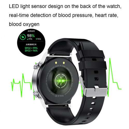 ME88 1,32 pouce de surveillance du sommeil de la fréquence cardiaque Smart Watch (silicone noir) SH701A784-07