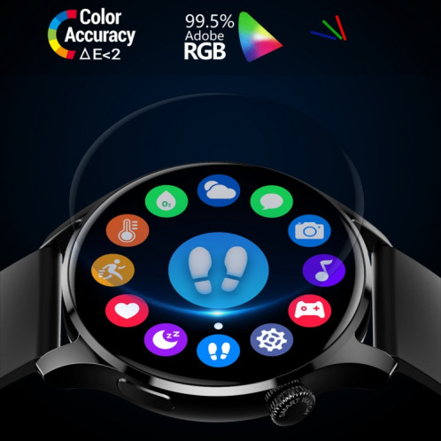 HD3 1,32 pouce de surveillance de la fréquence cardiaque Smart Watch with Payment Fonction (acier noir) SH801A921-07