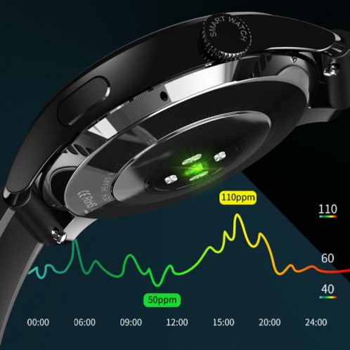 HD3 1,32 pouce de surveillance de la fréquence cardiaque Smart Watch with Payment Fonction (acier noir) SH801A921-07