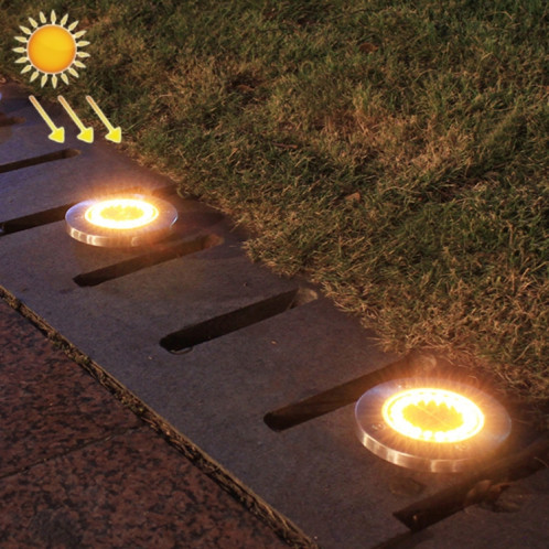 2 pcs 20leds extérieur étanche à la pelouse de jardin solaire enterré lumière (lumière jaune) SH001B1474-06