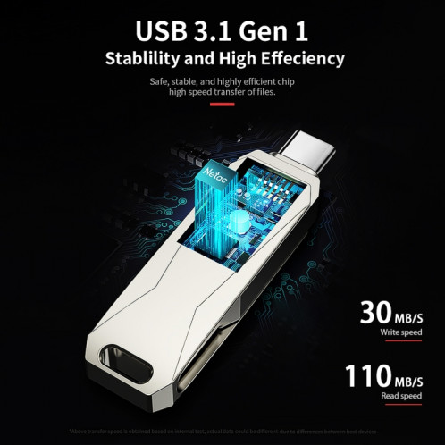 NetAC U782C Type-C Interface double ordinateur métallique à haute vitesse Drive flash USB, capacité: 64 Go SN8702577-07