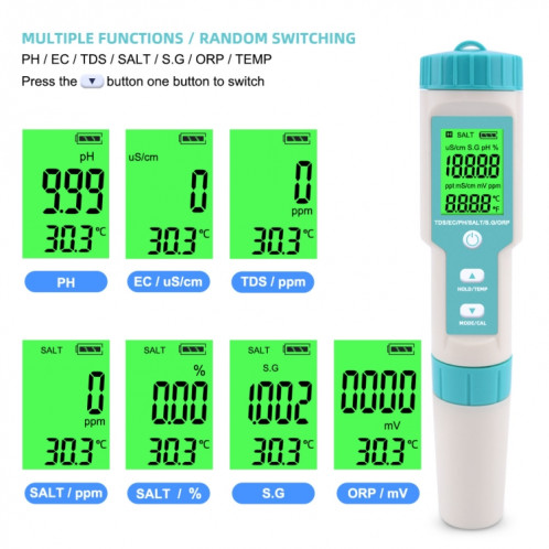C-600A 7 en 1 Température / Salinité / Ph / TDS / EC / ORP / SG SUIGNIFRE (SANS BATTERIE ET POUDRE) SH501A575-07