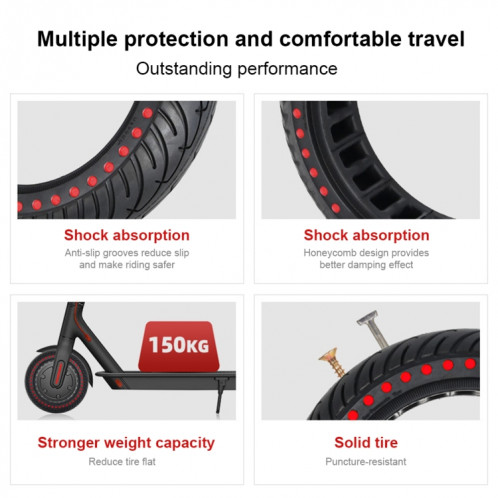 Pneu en nid d'abeille à points de couleur de 8,5 pouces pour Xiaomi Mijia M365 / M365 Pro / 1s (rouge) SH501A488-06