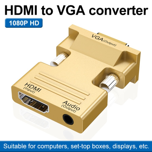 HDMI Femme à VGA Male avec adaptateur audio Convertisseur de projecteur TV (Gold) adaptateur audio (GOLD) SH201B1908-07