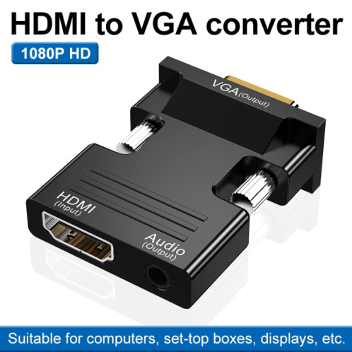 HDMI Femme à VGA Male avec adaptateur audio Convertisseur de projecteur TV (noir) adaptateur audio (noir) SH201C1119-07
