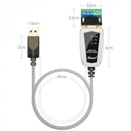 DTech DT-5119 0,5M USB à RS485 / 422 Adaptateur de communication de ligne de série de convertisseur industriel SD42651277-08