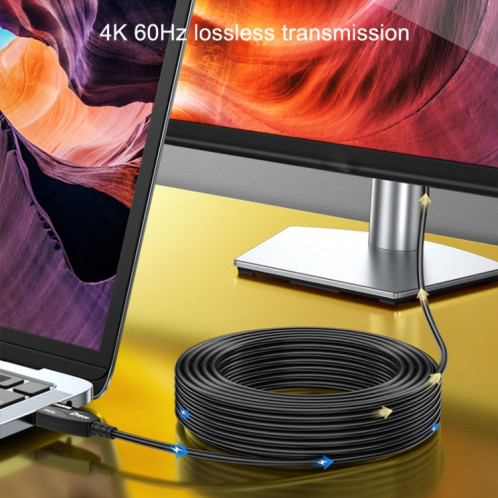 DTECH HDMI 2.0 Version Fiber Optical Line 4K 60Hz Câblage d'ingénierie TV à grand écran, longueur: 90m SD13141063-07
