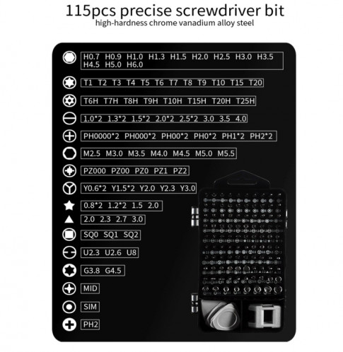117 en 1 tournevis définit l'outil de désassemblage de console de jeu de montre SH44001747-07