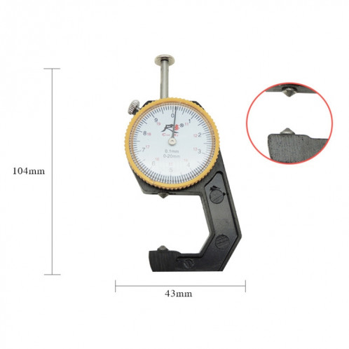 Gauge d'épaisseur de poche dans le chexi jauge d'épaisseur de papier, spécification: tête pointue ordinaire 0-20 mm SH3903108-06