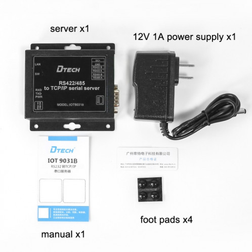 DTECH IOT9031B RS485 / 422 à TCP / IP Ethernet Serial Port Server, CN Plug SH4545579-07