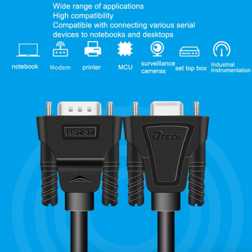 DTECH RS232 SERIER LIGNE DIRECT DB9 Ligne d'extension femelle à femelle 2m SD5110200-07