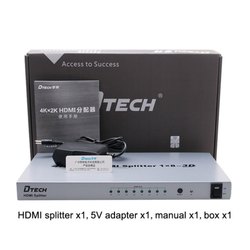 DTech DT-7148 HDMI 2.0 1 en 8 Out 4K x 2K Splitter HD, bouchon CN SD45681145-07