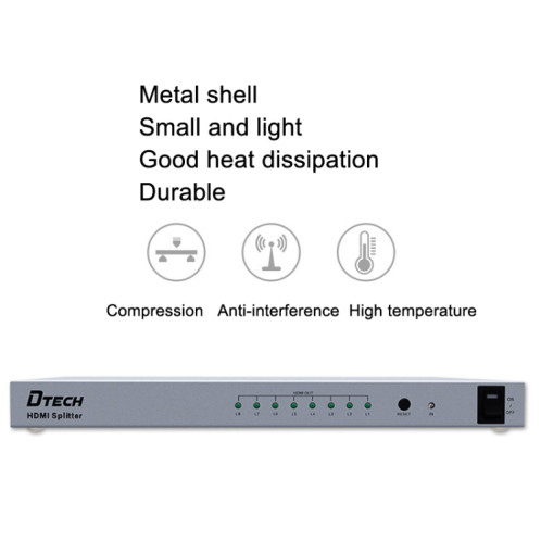 DTech DT-7148 HDMI 2.0 1 en 8 Out 4K x 2K Splitter HD, bouchon CN SD45681145-07