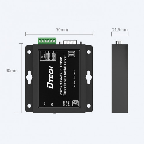 DTECH IOT9031 RS232 / 485/422 à TCP 3 dans 1 serveur de série, Plug CN SH45931728-07