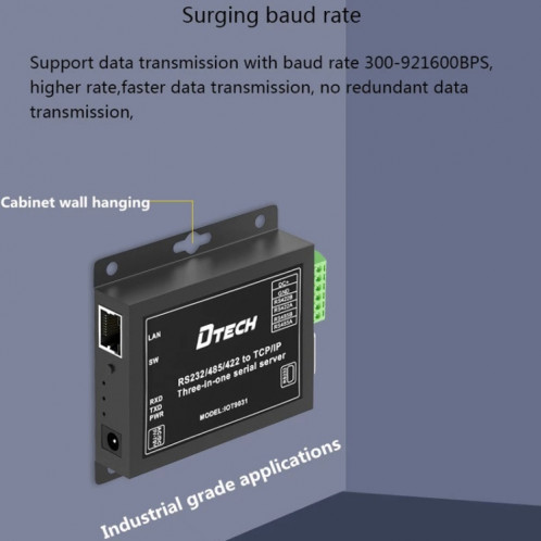 DTECH IOT9031 RS232 / 485/422 à TCP 3 dans 1 serveur de série, Plug CN SH45931728-07