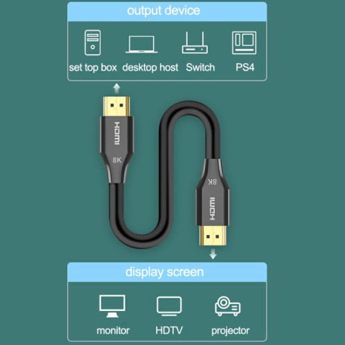 DTECH HDMI 8K 60Hz HD Ligne de fibre optique Affichage TV Projecteur Ligne 1M SD0101594-07
