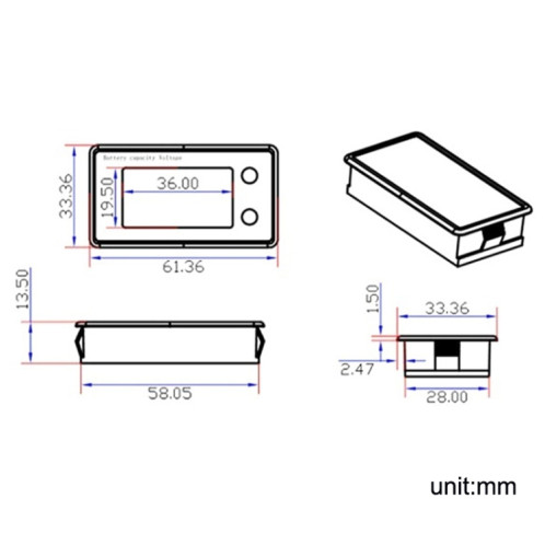 LCD imperméable LCD à deux fils batterie au lithium batterie de tension numérique Affichage 8-100V (bleu) SH4102591-07