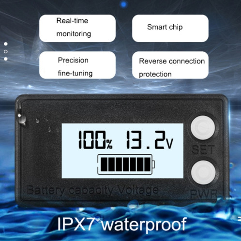 LCD imperméable LCD à deux fils batterie au lithium batterie de tension numérique Affichage 8-100V (bleu) SH4102591-07