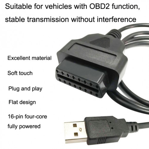 16 Pin USB AM à OBD2 Câble de diagnostic de l'ordinateur de voiture de conversion Female OBD2 SH4644958-07