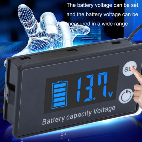 Affichage numérique à deux lignes DC Voltmètre à acte de batterie de batterie au lithium, couleur: blanc SH8704119-07