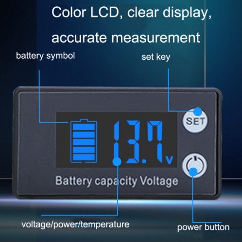 Affichage numérique à deux lignes DC Voltmètre Contrôle de batterie au lithium de plomb-acide, Couleur: Red + Température SH8705489-07