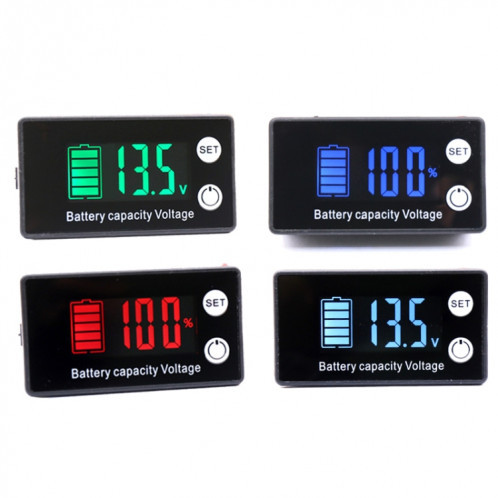 Affichage numérique Voltmètre DC Voltmètre ACID-ACID Lithium Battery Meter, Couleur: Blanc + Température SH87081556-07