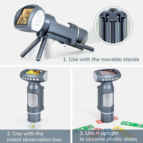 Microscope de caméra pour enfants Microscope électronique USB Microscope Digital Gallying (Grey Silver) SH301B215-06