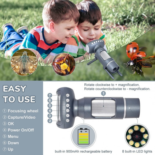 Microscope de caméra pour enfants Microscope électronique USB Microscope Digital Gallyzer (rose) SH301A990-06