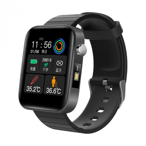 T68 1,54 pouce surveillance de la température corporelle Smart Watch avec fonction de lampe de poche (noir) SH401A609-07