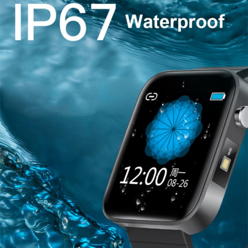 T68 1,54 pouce surveillance de la température corporelle Smart Watch avec fonction de lampe de poche (noir) SH401A609-07