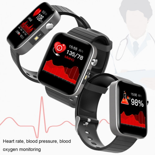 T68 1,54 pouce surveillance de la température corporelle Smart Watch avec fonction de lampe de poche (noir) SH401A609-07