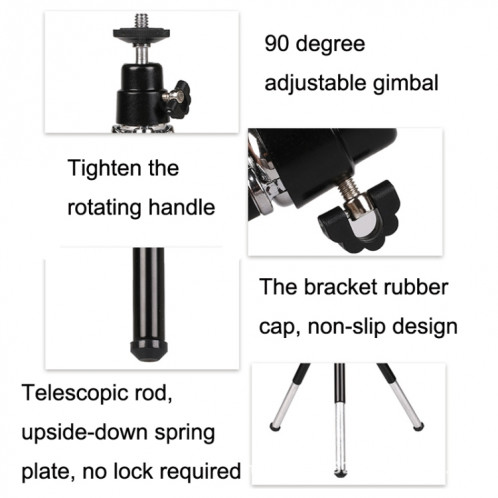 2PCS Projecteur Phone Stand de bureau portable Télescopique Téléphétique Trépied, style: 2 sections (noir) SH1501554-05