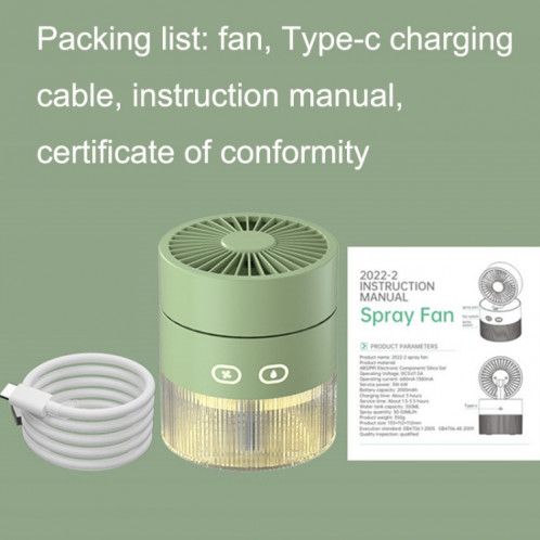 OM008 Desktop pliable Spray Humidification mini ventilateur de refroidissement à eau USB (Green Mousse) SH301A873-07