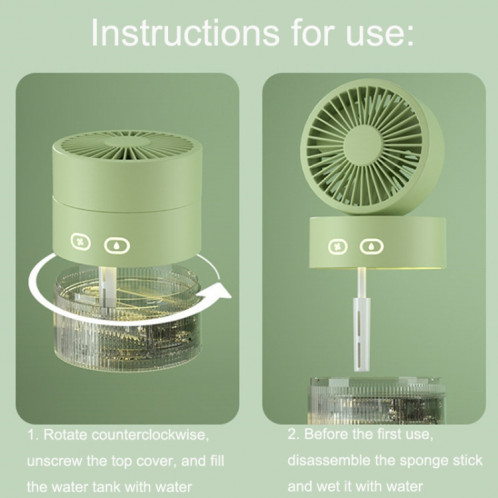OM008 Desktop pliable Spray Humidification mini ventilateur de refroidissement à eau USB (Green Mousse) SH301A873-07