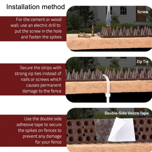 12 PCS Plastic Bird Repeunt Thorns Fence Anti-Climb Nails (noir) SH301B1585-07