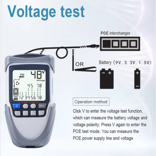 ET612 Testeur de câble de réseau Testeur de fil de fil Tension de batterie POE Test de câble multi-fonctions Tester SH4801738-07