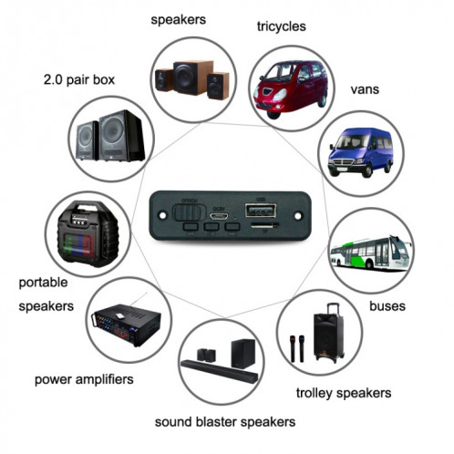 JQ-D102BT avec amplificateur d'enregistrement d'appels Module de carte de décodeur Bluetooth MP3 (noir) SH901A1646-06
