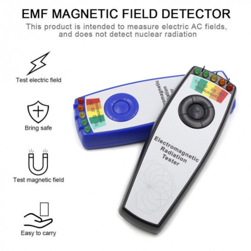 5 LED Champ électromagnétique EMF Gauss Meter Détecteur de chasse aux fantômes (sans batterie bleue) SH901B205-06