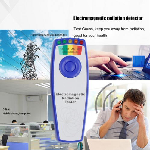 5 LED Champ électromagnétique EMF Gauss Meter Détecteur de chasse aux fantômes (sans batterie bleue) SH901B205-06