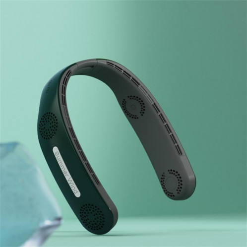 Ventilateur de cou suspendu paresseux Ventilateur de sport silencieux sans lame, modèle : A306 Quatre cœurs 4000 mAh Vert SH7306722-06