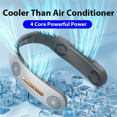 Ventilateur de cou suspendu paresseux Ventilateur de sport silencieux sans lame, modèle : A306 Quatre cœurs 4000 mAh Vert SH7306722-06