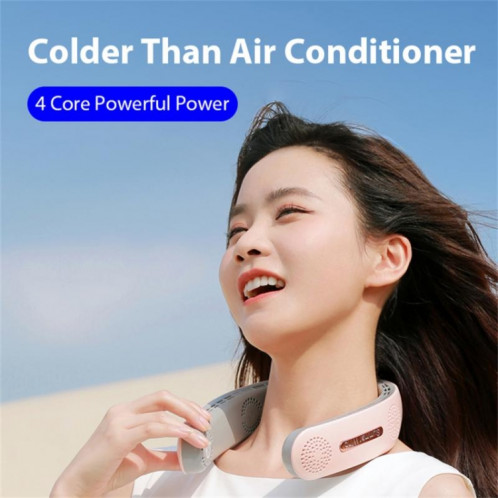 Ventilateur de cou suspendu paresseux Ventilateur de sport silencieux sans lame, modèle : A306 Quatre cœurs 4000 mAh Vert SH7306722-06